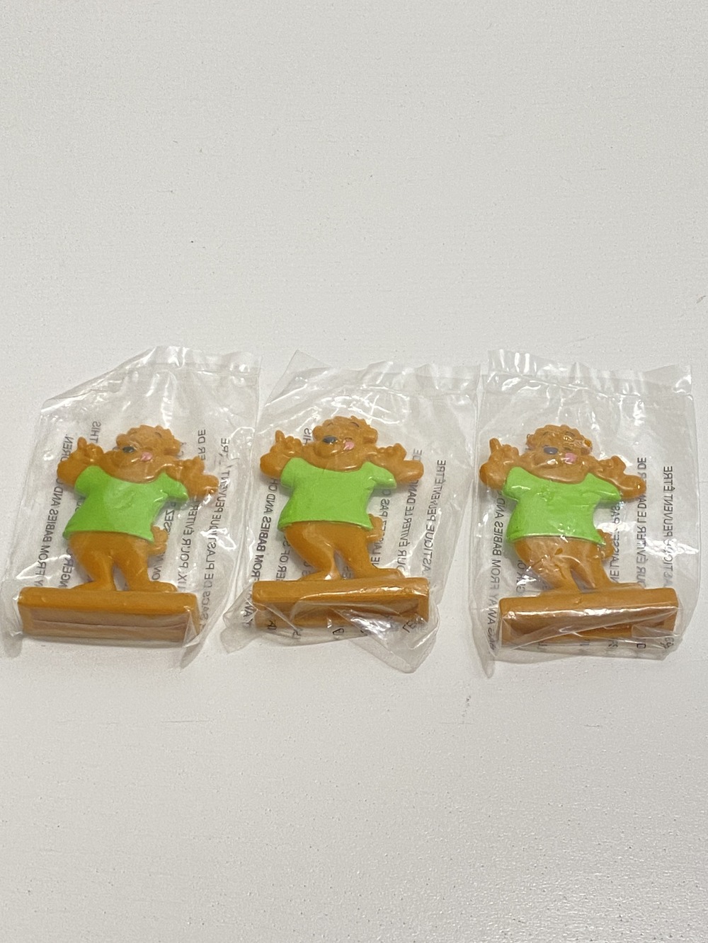Set of 3 Bear Figurines in Green Shirts